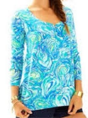 Lilly Pulitzer Sorella Top /Sparkling Blu Oh Shucks